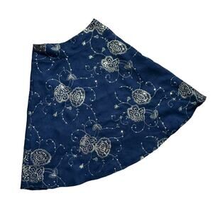 🍀Richard Malcolm Womens A-Line Skirt Black Gold Floral Embroidered Lined Zip 8